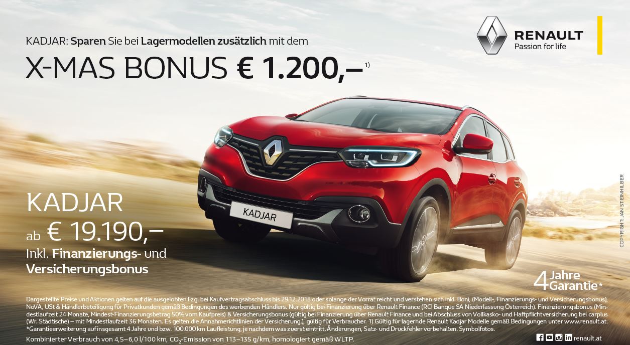 Renault Aktionen im Dezember Großer X-MAS Bonus | Finanzierungs- und Versicherungsbonus | 50/50 Kredit mit 0% Fixzins